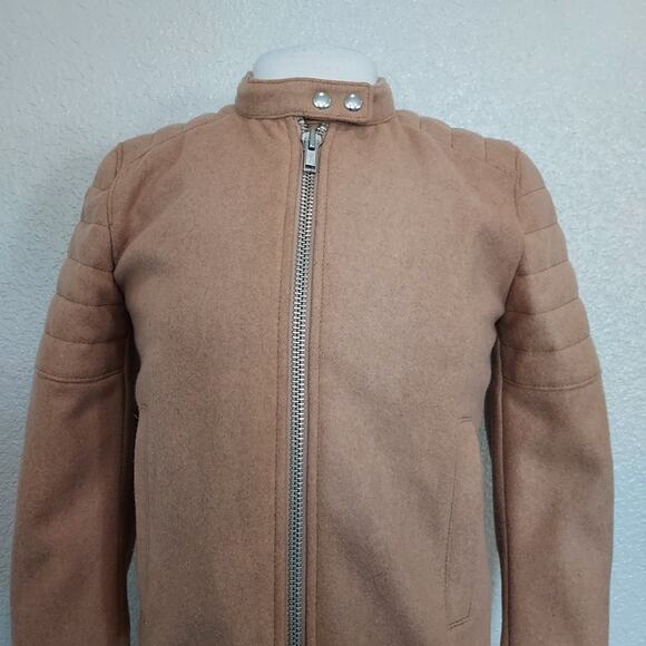 Gap Tan Wool Blend Moto Zip Jacket Size Small - Picture 2 of 12